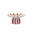 Hand-Painted Stoneware Pedestal w/ Stripes, Red & Cream