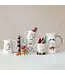 14 oz. Stoneware Mug w/ Holiday Saying & Gold Electroplated Rim - Sold Individually