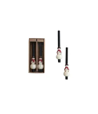 Unscented Snowman Shaped Taper Candles - Sold as Set