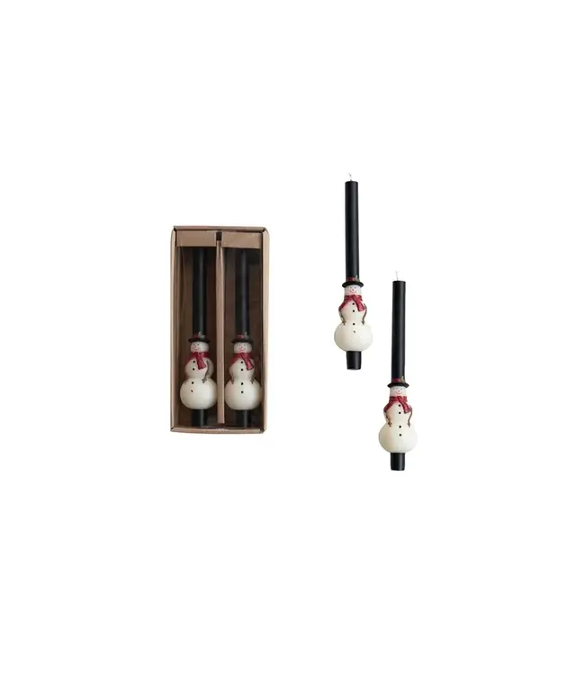 Unscented Snowman Shaped Taper Candles - Sold as Set