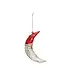 Mercury Glass Santa Moon Ornament with Glitter