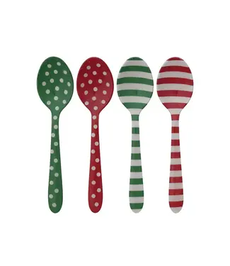 Enameled Stainless Steel Spoon With Pattern - Sold Individually