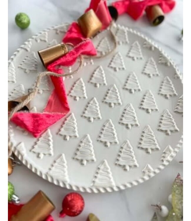 White Christmas Platter - Round
