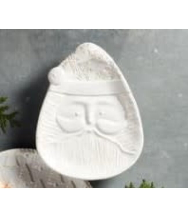 White Christmas Platter - Santa Face