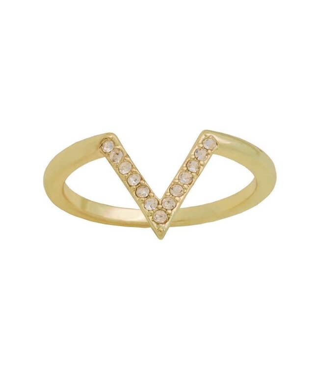 CZ V Gold Layers Ring