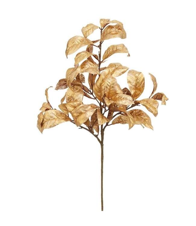 24" Metallic Magnolia Leaf Spray Gold