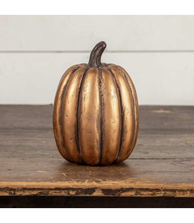 7.5" Gold Tall Pumpkin