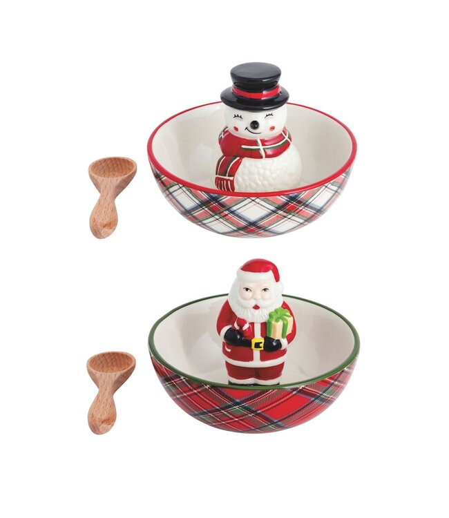 Christmas Figurine Tartan Candy Dish Sets  - Sold Individually