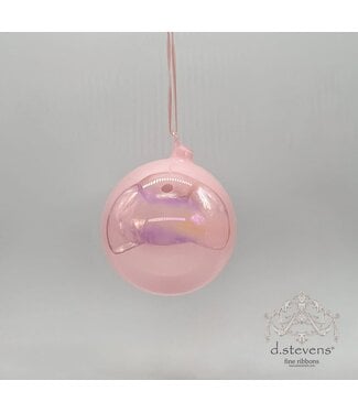120MM Glass Hand Blown Top Iridescent Ornament, Pink