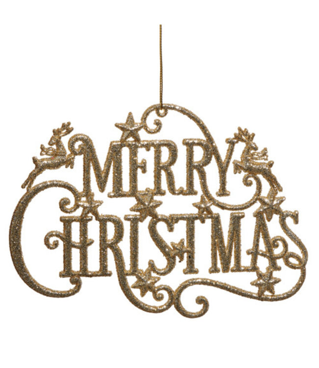 7.25" Gold Glitter Merry Christmas Ornament