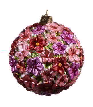EC 4" Colorful Blossom Ball Ornament