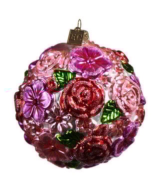 EC 4" Colorful Flower Ball Ornament