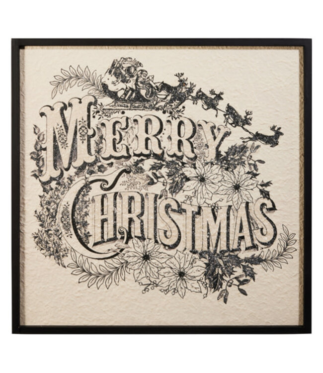 22" Vintage Merry Christmas Wall Art