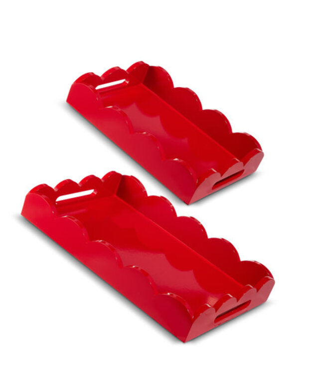 Red Scalloped Tray - Sold Individually