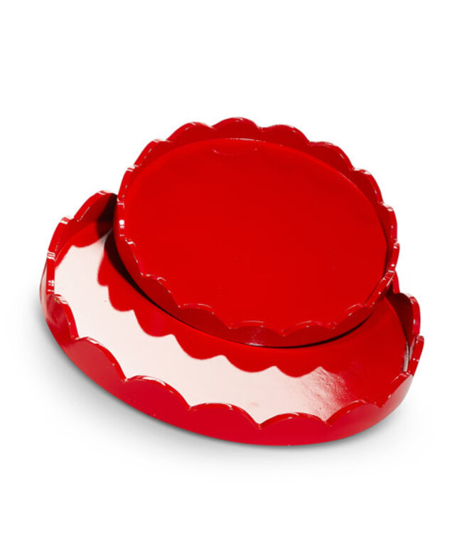 Round Red Scallop Tray - Sold Individually