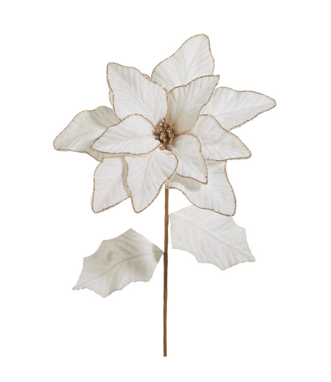 27" White Poinsettia Stem