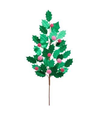 27" Pink Holly Felt Spray