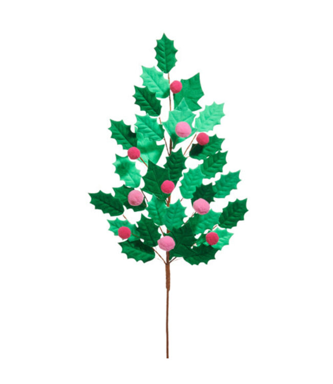 27" Pink Holly Felt Spray