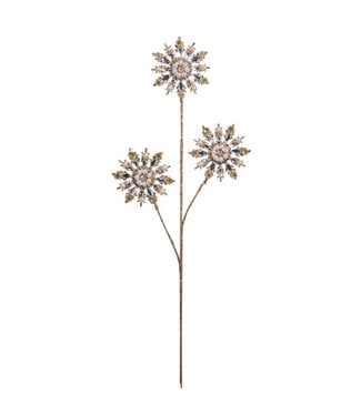 29.5" Gold Pearl Gem Snowflake Spray