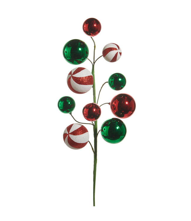 26" Red, Green, and Peppermint Ball Spray