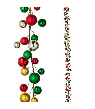 6' Red, Green and Gold Ball Garland