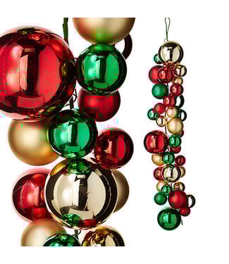 4' Red, Green and Gold Ball Garland