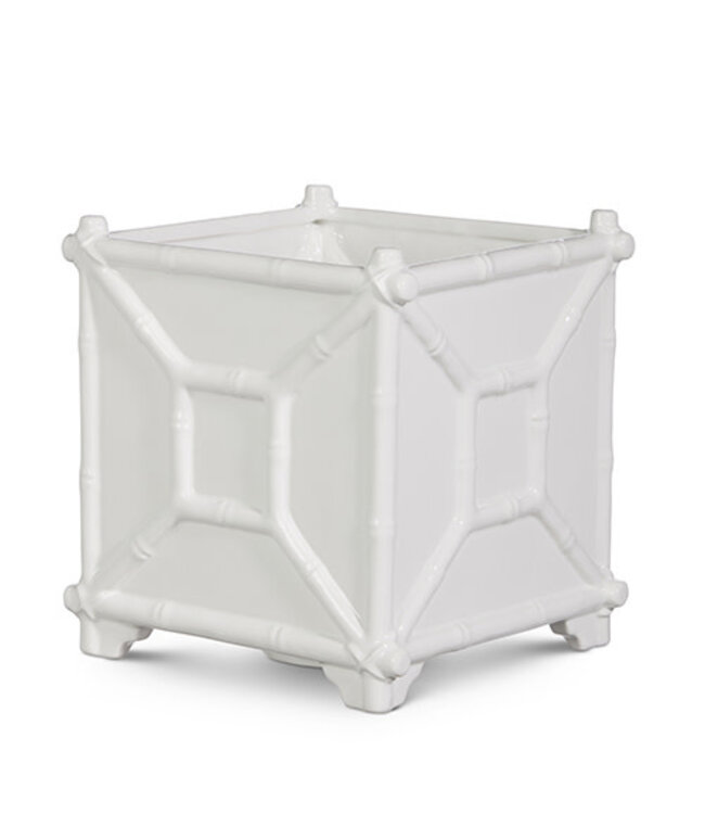 White Bamboo Planter - Sold Individually