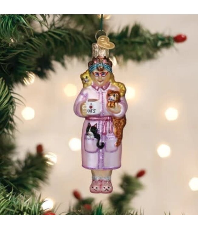 OLD WORLD CHRISTMAS Cat Lady Ornament
