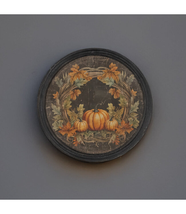 Round Framed Pumpkin Harvest Print