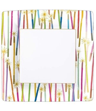 Party Candles Square Paper Dinner Plates