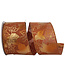 Leaves Raised Metalic Linen Wired Edge Ribbon