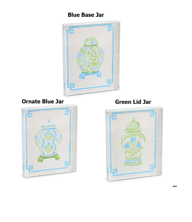 8” Floral Ginger Jar Acrylic Block