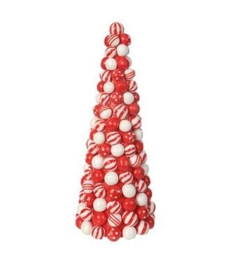 12" Peppermint Candy Cone Topiary - White/Red