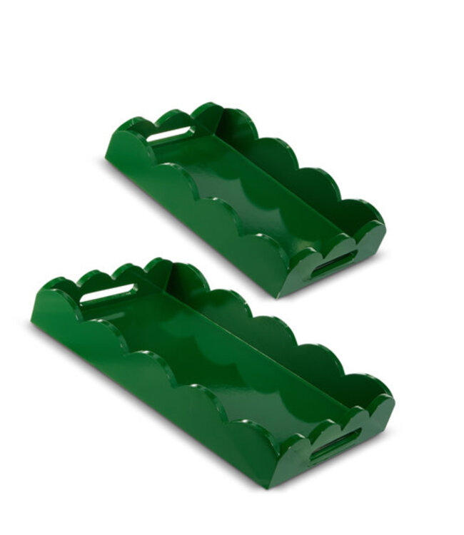 Rectangle Green Scalloped Tray - Sold Individually