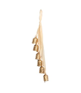 Cluster of 6 Ivory & Gold Bells