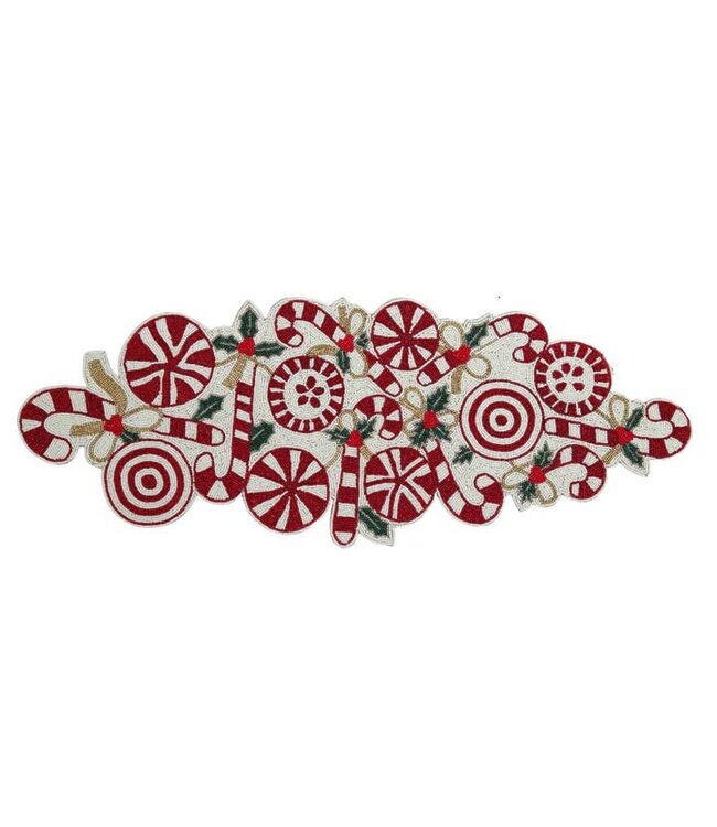 Candy Cane Beaded Table Runner