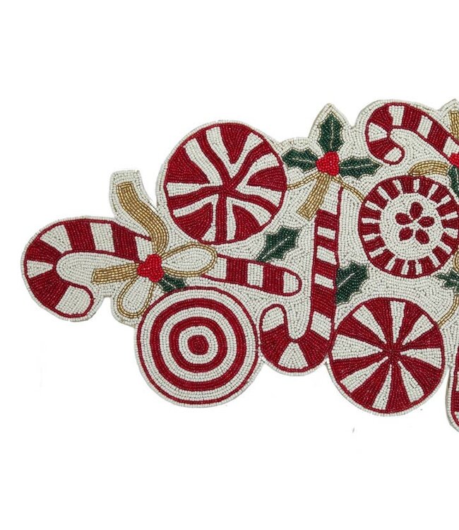 Candy Cane Beaded Table Runner