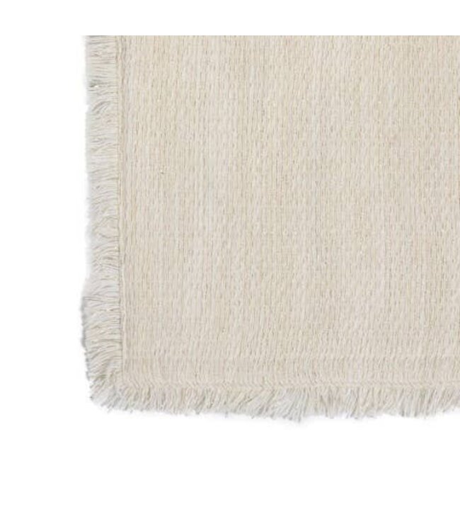Gold Ivory Cotton Shimmer Table Runner with Fringe