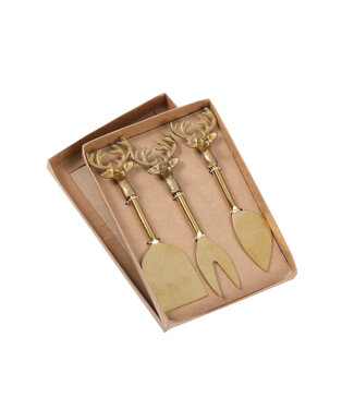 Gold Reindeer Cheese Servers - Sold as Set