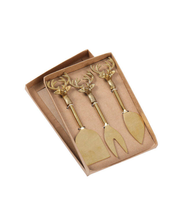 Gold Reindeer Cheese Servers - Sold as Set