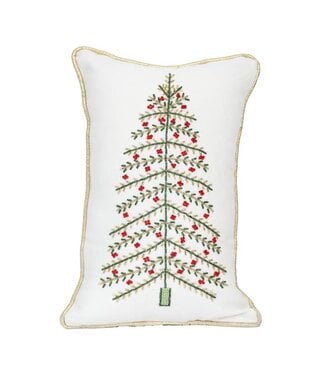 Embroidered and Beaded Christmas Tree Pillow