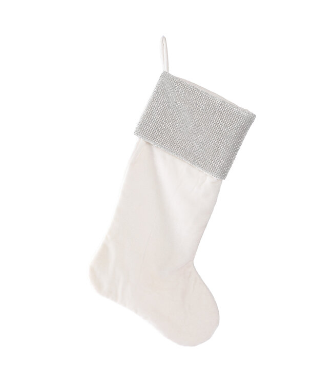 Bling Velvet Stocking - White