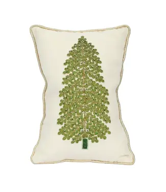 Embroidered Christmas Tree Pillow