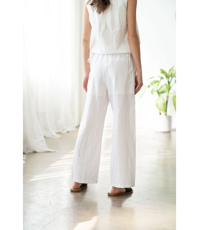 Laura Elastic Waist Wide-Leg Linen Pants