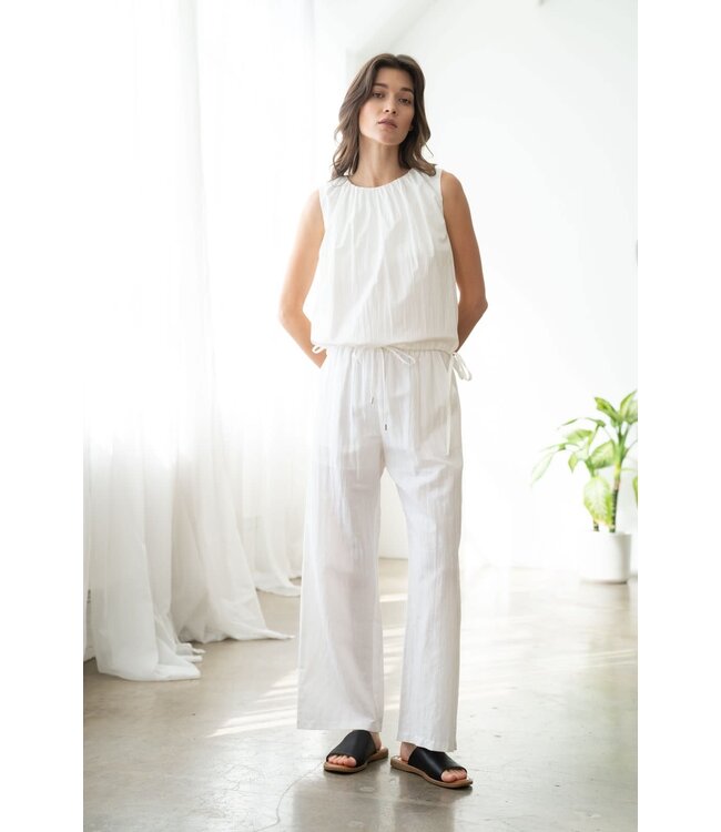 Laura Elastic Waist Wide-Leg Linen Pants