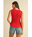 Eloise Smocking Detail Ruffle Hem Knit Tank Top