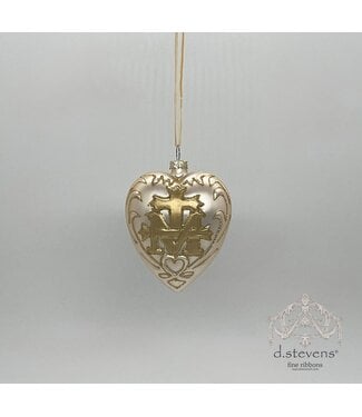 4" Glass Heart Shaped Crest, Platinum