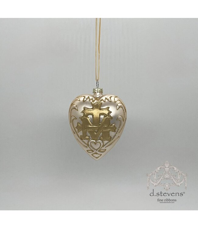 4" Glass Heart Shaped Crest, Platinum