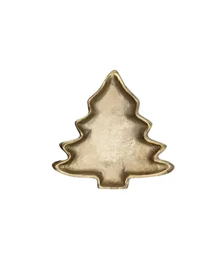 Cast Aluminum Tree Shaped Dish, Gold Finish