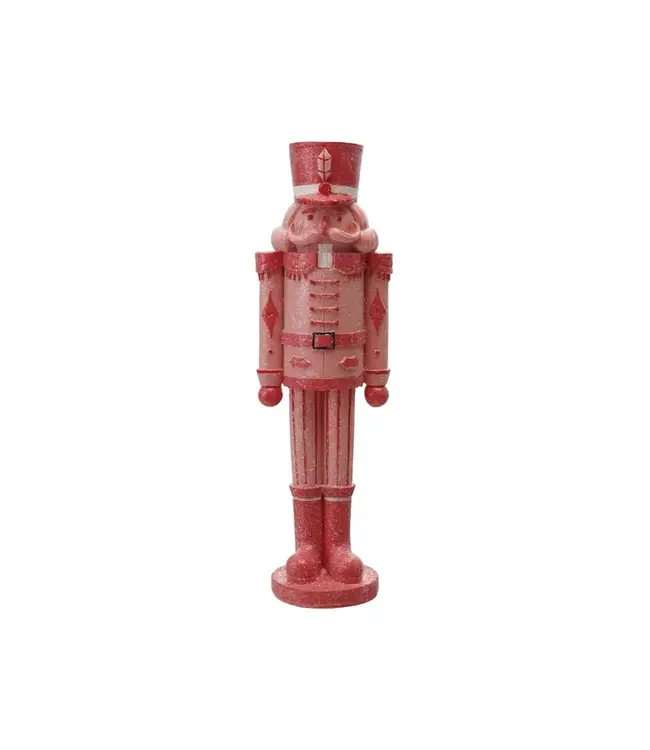 Resin Nutcracker, Pink & Red With Sugar